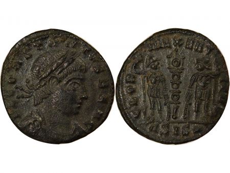 Rome Empire Constant I - Nummus, Soldats, un étendard - 334 / 335 Siscia