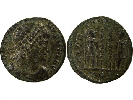 Rome Empire Constantin I - Nummus, Soldats, deux étendards - 332 / 333 Trèves