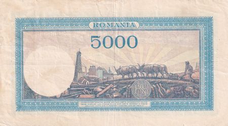 Roumanie 5000 Lei - Trajan & Decebal - 02-05-1944 - Série D.2 - P.56