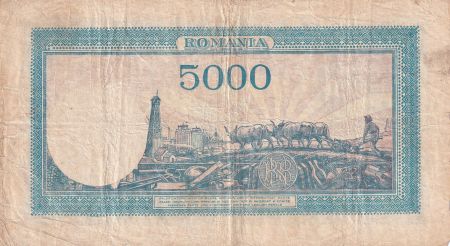 Roumanie 5000 Lei - Trajan & Decebal - 25-08-1945 - Série M.7 - P.56