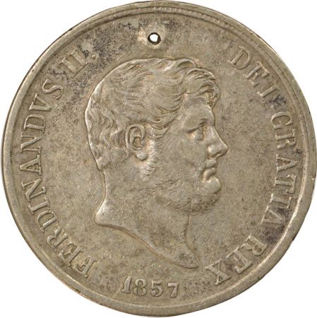 Royaume des Deux-Siciles Ferdinand II - 120 Grana Argent, 6e Type - 1857 Naples, Percé