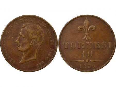 Royaume des Deux-Siciles Francis II - 10 Tornesi - 1859 Rome