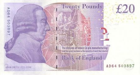 Royaume-Uni 20 Pounds Elisabeth II - Adam Smith