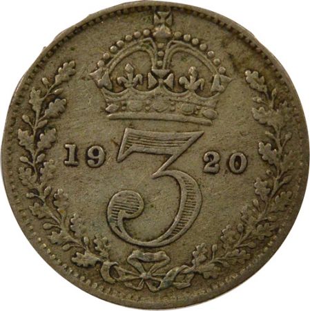 Royaume-Uni George V - 3 Pence Argent, Maundy - 1920 Londres