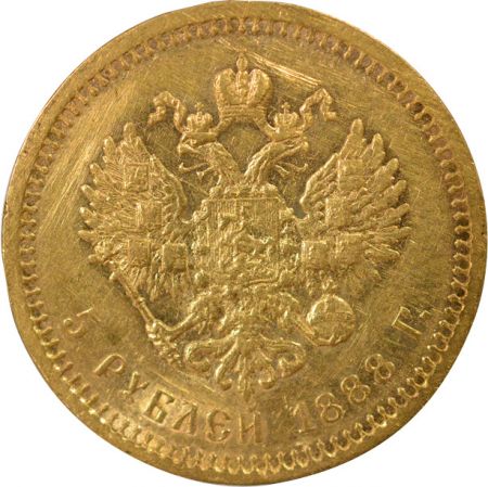 Russie Alexandre III - 5 Roubles Or - 1888 St Pétersbourg