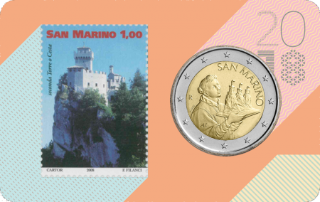 Saint-Marin 2 Euros 2018 - Coincard n°02 + Timbre