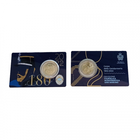 Saint-Marin 2 Euros Nationale UNC Coincard 2022 - 180 ans de la Gendarmerie