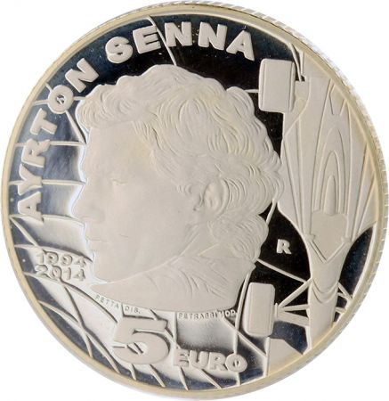 Saint-Marin 20 ans de la mort d\'Ayrton Senna - 5 Euros Argent 2014 - Rare