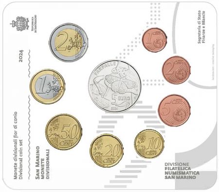 Saint-Marin Coffret BU Euro 2024 avec 5  Argent Papillon