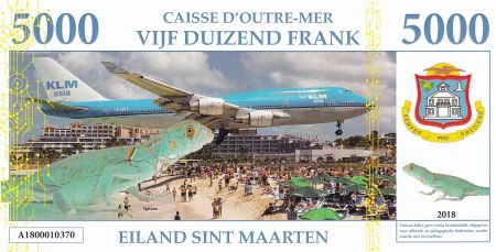 Saint Martin 5000 Francs - Iguane - Avion - William II - 2018