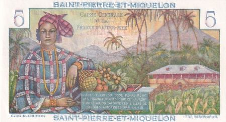 Saint Pierre & Miquelon 5 Francs - Bougainville - ND (1950-1960) - Série B.81 - P.22