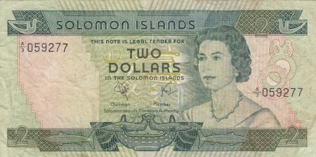 Salomon (îles) 2 Dollars  - Elisabeth II - Pêche traditionnelle - 1977