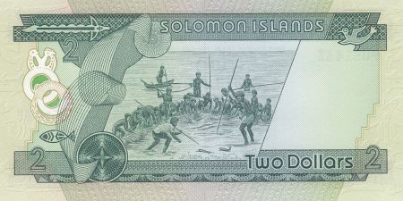 Salomon (îles) 2 Dollars  - Elisabeth II - Pêche traditionnelle - Série A/1 1977