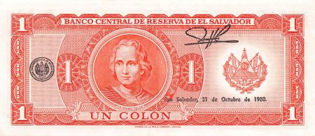 SALVADOR  CHRISTOPHE COLOMB - 1 COLON 1980