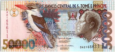 Sao Tomé-et-Principe 50000 Reis Roi Amador, oiseau - Banque - 2004