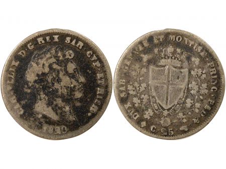 Sardaigne Charles Félix - 25 Centesimi Argent - 1829 L Turin