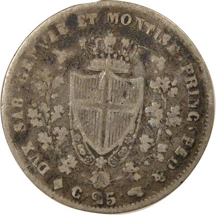 Sardaigne Charles Félix - 25 Centesimi Argent - 1829 L Turin