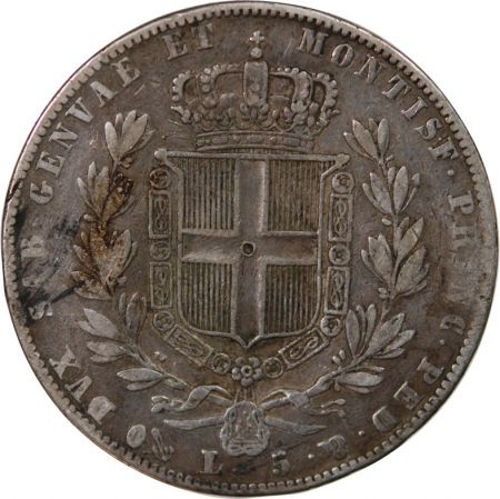 Sardaigne ITALIE, ROYAUME DE SARDAIGNE, CHARLES-ALBERT - 5 LIRE ARGENT - 1843 P GÊNES