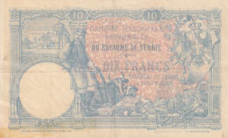 Serbie 10 Dinara - 10 Francs - Musicien - 1893 Série M.31