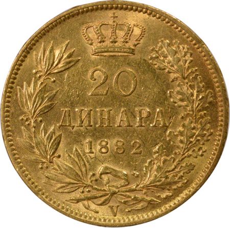 Serbie Milan I - 20 Dinars Or - 1882 V Vienne