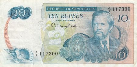 Seychelles 10 Rupees - Pdt Mancham - Plage - 1976