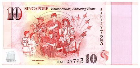 Singapour 10 Dollars, E.Y. bin Ishak - 50 ans de l\'indépendance - Safe and Secure - Polymer - 2015