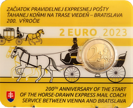 Slovaquie 200 ans de la poste à cheval entre Vienne et Bratislava - 2 Euros Commémo. BU 2023