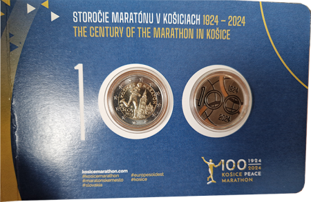 Slovaquie Blister Jeton et 2 Euros Commémo. 2024 - 100 ans du marathon international de Koice