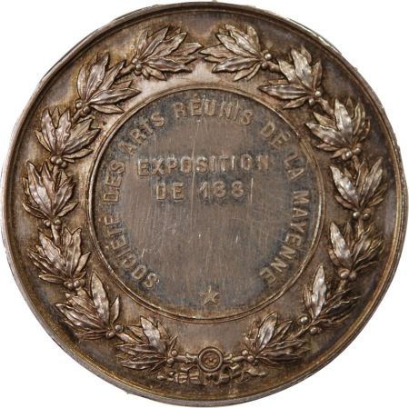 SOCIETE DES ARTS REUNIS DE LA MAYENNE - MEDAILLE ARGENT Poinçon Corne (après 1879)