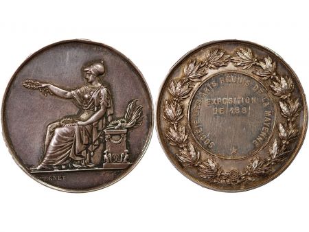 SOCIETE DES ARTS REUNIS DE LA MAYENNE - MEDAILLE ARGENT Poinçon Corne (après 1879)