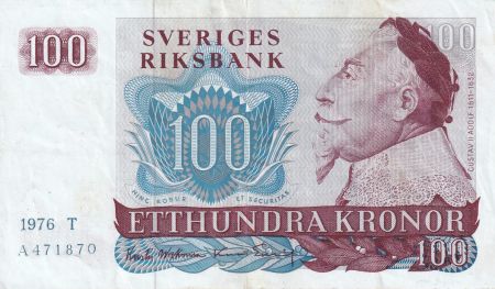 Suède 100 Kronor - Gustav II Adolf - Bateau - 1976 - Série T