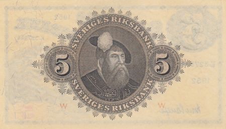 Suède 5 Kronor Roi Gustaf Vasa - 1952