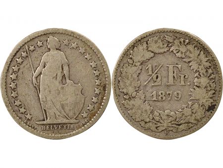 Suisse 1/2 Franc Argent, Helvetia debout - 1879 B Berne