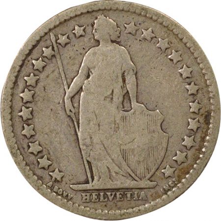 Suisse 1/2 Franc Argent, Helvetia debout - 1879 B Berne