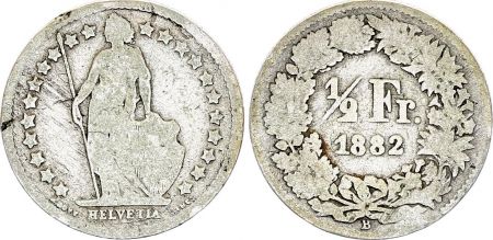 Suisse 1/2 Franc Helvetia - 1882 - B Bern - Argent