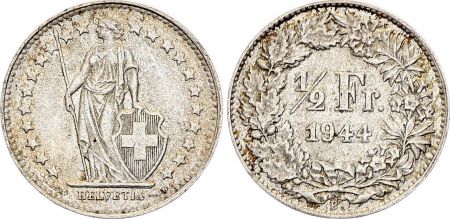 Suisse 1/2 Franc Helvetia - 1944 - B Bern - Argent