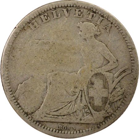 Suisse 1 Franc Argent, Helvetia assise - 1861 B Berne