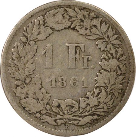 Suisse 1 Franc Argent, Helvetia assise - 1861 B Berne