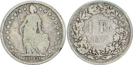 Suisse 1 Franc Helvetia - 1877 - B Bern - Argent