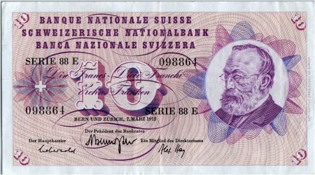 Suisse 10 Francs  Gottfried Keller - Edelweiss - 07/03/1973