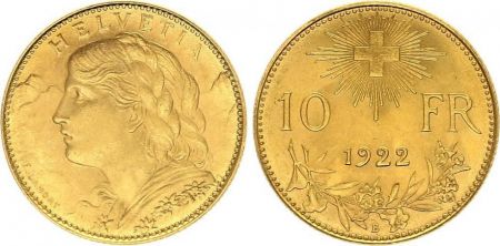 Suisse 10 Francs Vreneli 1922 - B