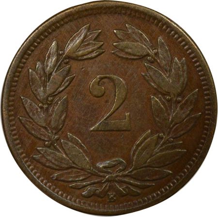 Suisse 2 Centimes, Ecusson, Léger - 1870 B Berne