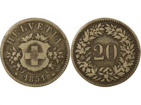 Suisse 20 Centimes - 1851 BB Strasbourg