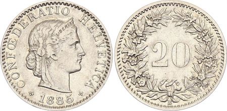 Suisse 20 Centimes - Libertas - 1885