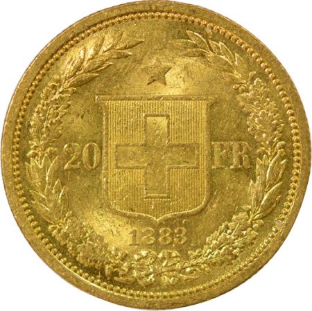 Suisse 20 Francs Or, Libertas - 1883 Berne