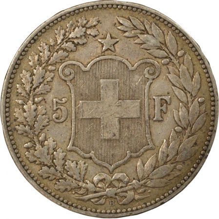 Suisse 5 Francs Argent, Tête d\'Helvetia - 1891 B Berne