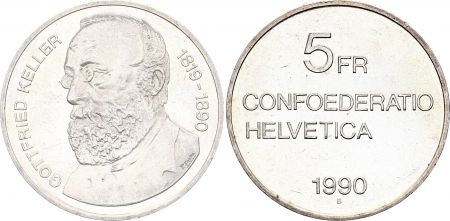 Suisse 5 Francs Gottfried Keller - 1990