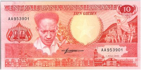 Suriname 10 Gulden, Anton Dekom - Toucan - 1986 - Neuf - P.131 a