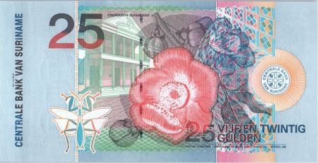 Suriname 25 Gulden Toucan - Fleur - 2000