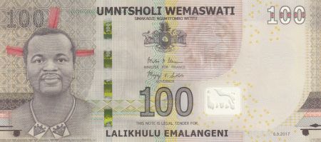 Swaziland 100 Emalangeni - Roi Mswati III - Animaux - 2017